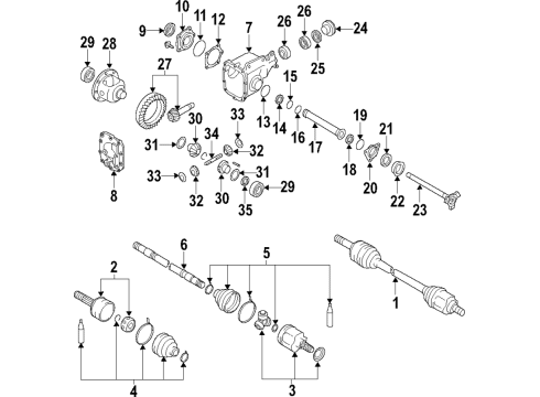 2015 Infiniti Q40 Front Axle, Axle Shafts & Joints, Differential, Drive Axles, Propeller Shaft Shaft Front Drive Diagram for 39101-JK50B