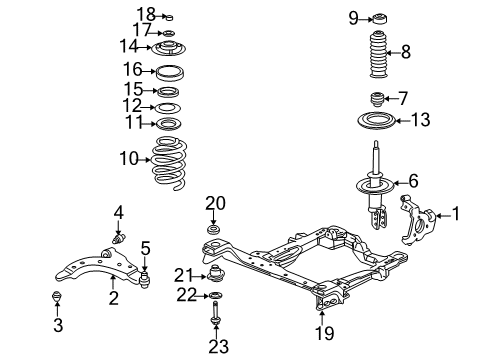 1998 Chevrolet Venture Front Suspension Components, Lower Control Arm, Stabilizer Bar Lower Control Arm Diagram for 22947665