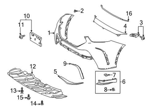 2022 Toyota Highlander Bumper & Components - Front Extension Insert Diagram for 52118-0E030