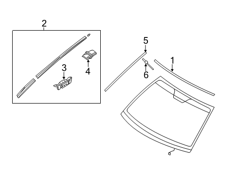 2014 Hyundai Sonata Reveal Moldings Bracket-Wind Shield Molding Mounting, RH Diagram for 86139-3S000