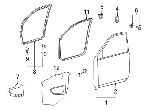 2008 Lexus LX570 Front Door Panel Sub-Assembly, Front Door Inside Diagram for 67001-60641