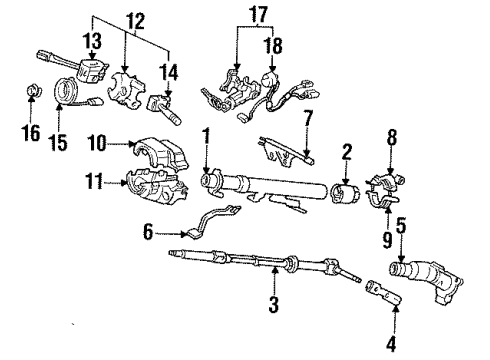 1993 Acura Integra Steering Column, Steering Wheel & Trim Switch Assembly, Combination Diagram for 35250-SK7-A33