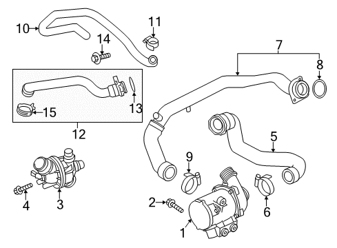 2015 BMW X3 Water Pump Thermostat Inlet Water Hose Diagram for 11537601941