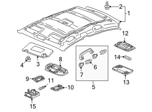 2014 Honda Insight Interior Trim - Roof Lining Assy., Roof *NH686L* (WARM GRAY) Diagram for 83200-TM8-A03ZA