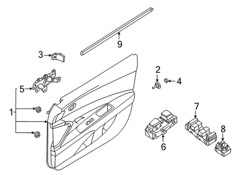 2021 Hyundai Elantra Mirrors W/STRIP-FR Dr Belt I/S LH Diagram for 82230-AA000