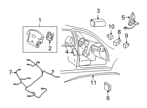 2006 Hyundai Azera Air Bag Components Curtain Air Bag Module, LH Diagram for 85010-3L000