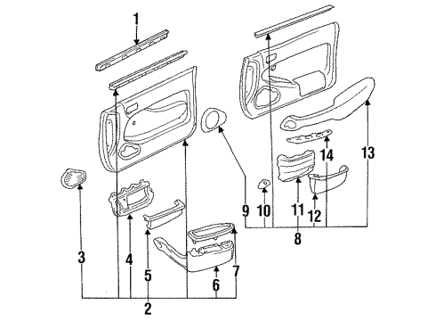 1995 Toyota Camry Interior Trim - Door Armrest Diagram for 74220-AA010-B0