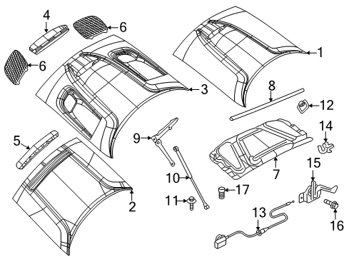 2018 Dodge Challenger Hood & Components Bezel-Hood Diagram for 68184348AH