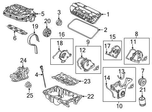 2006 Honda Odyssey Filters Element Assembly, Air Cleaner Diagram for 17220-RGL-A00