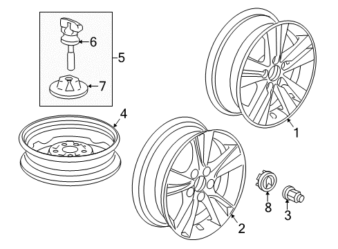 2013 Acura ILX Wheels, Covers & Trim Disk, Aluminum Wheel (17X7J) (TPMS) (Enkei) Diagram for 42700-TX6-A71