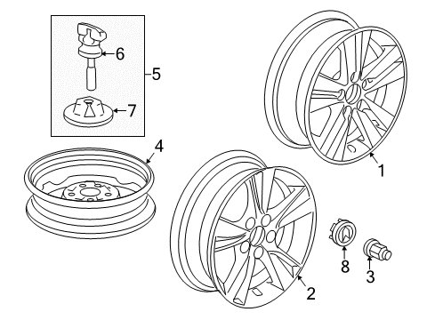 2017 Acura ILX Wheels, Covers & Trim Wheel (18X7 1/2J) Diagram for 42800-TV9-A91