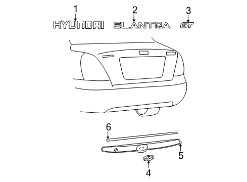 2005 Hyundai Elantra Exterior Trim - Lift Gate Strip-TAILGATE GARNISH Diagram for 87366-2D200