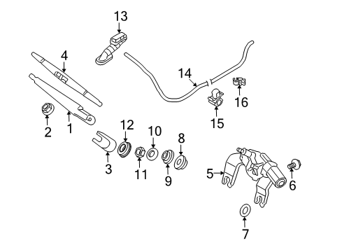 2009 Hyundai Elantra Lift Gate - Wiper & Washer Components Support Diagram for 9871107000