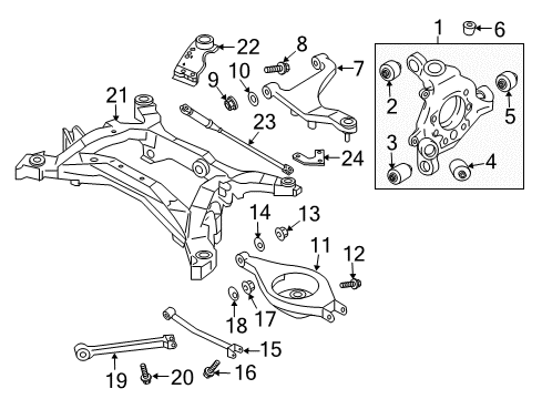 2013 Nissan 370Z Rear Suspension Components, Lower Control Arm, Upper Control Arm, Stabilizer Bar Stay-Rear Suspension Member, LH Diagram for 55452-EH100