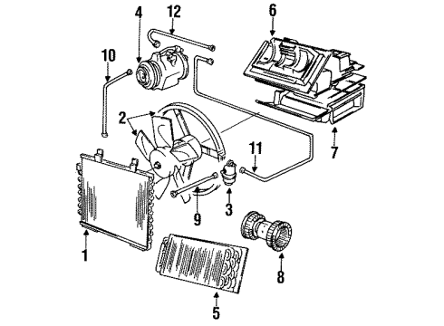 1984 BMW 325e Heater Core & Control Valve Heater Radiator Diagram for 64118391363
