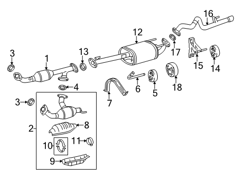 2007 Toyota FJ Cruiser Exhaust Components Converter & Pipe Diagram for 17450-31030