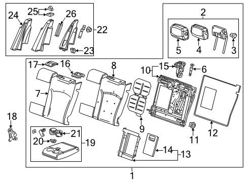 2015 Cadillac XTS Rear Seat Components Headrest Cover Diagram for 22890136