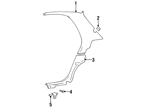 1996 Hyundai Elantra Interior Trim - Quarter Panels Trim Assembly-Rear Wheel House LH Diagram for 85891-29000-FK