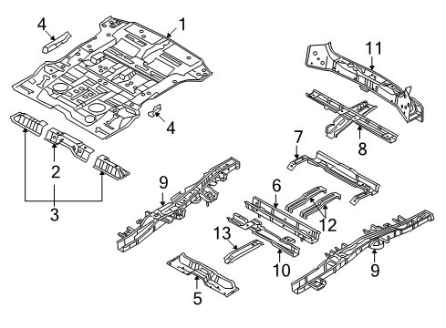 2007 Hyundai Veracruz Rear Body & Floor Member Assembly-Rear Floor Side, LH Diagram for 65710-3J200