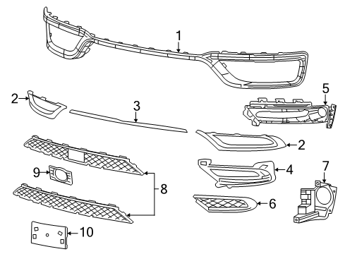 2019 Chrysler 300 Front Bumper APPLIQUE-FASCIA Diagram for 5RW99TZZAA