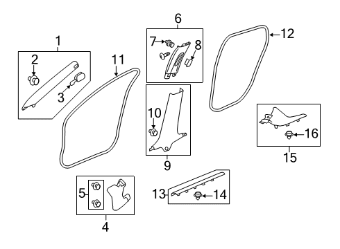 2020 Honda Civic Interior Trim - Pillars, Rocker & Floor Garnish Assy., L. FR. Pillar *NH900L* (DEEP BLACK) Diagram for 84151-TEA-Z21ZB