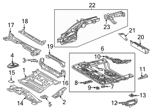 2022 Lexus NX450h+ Rear Floor & Rails MEMBER, RR FLOOR CRO Diagram for 57655-78010