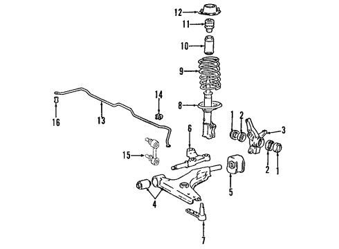 2005 Hyundai Accent Front Suspension Components, Lower Control Arm, Stabilizer Bar Cover-Dust Diagram for 54837-17000
