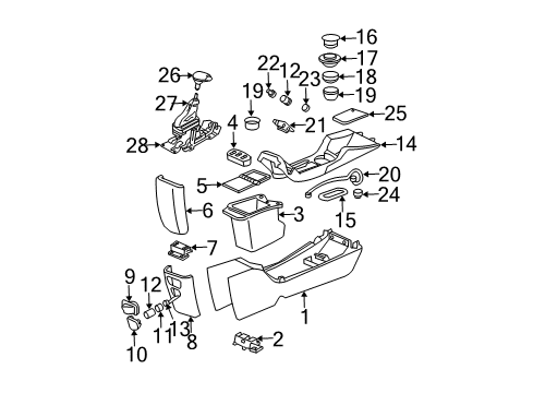 2001 Chevrolet Monte Carlo Front Console Control Asm-Automatic Transmission Diagram for 10314196