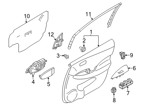 2012 Nissan Leaf Switches Rear Door Inside Handle Assembly, Left Diagram for 80671-3NA0A