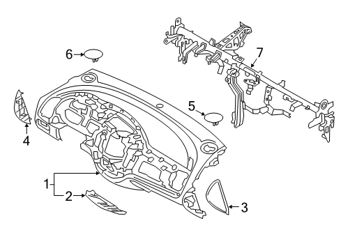 2015 Kia Forte Cluster & Switches, Instrument Panel Cover Assembly-Crash Pad Main Diagram for 84785A7000DFR