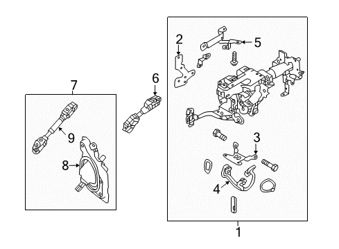 2017 Infiniti Q60 Steering Column Assembly Shaft Assy-Steering Column, Upper Diagram for 48821-4GA1A