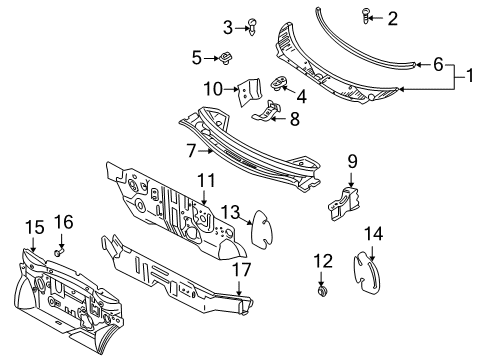 2001 Nissan Quest Cowl Insulator-Dash, Center Diagram for 67900-7B000