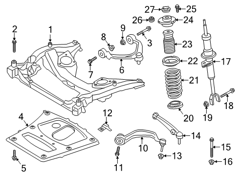 2013 BMW 528i Front Suspension Components, Lower Control Arm, Upper Control Arm, Stabilizer Bar Front Left Spring Strut Diagram for 31316789363