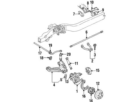 1996 Chevrolet Tahoe Front Suspension Components, Lower Control Arm, Upper Control Arm, Stabilizer Bar STUD KIT, FRT LWR CONT ARM BALL Diagram for 19416898