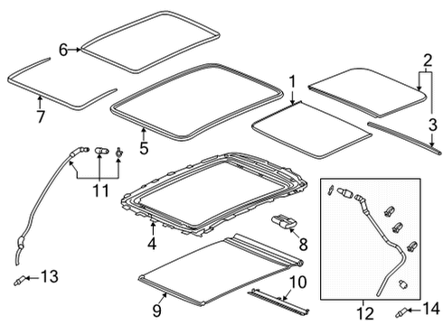 2022 Acura MDX Sunroof Deflector Assembly Diagram for 70500-TJB-A02