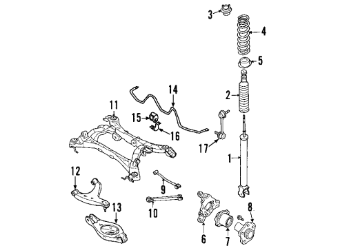 2004 Infiniti G35 Rear Suspension Components, Lower Control Arm, Upper Control Arm, Stabilizer Bar Rear Suspension Spring Diagram for 55020-AM802