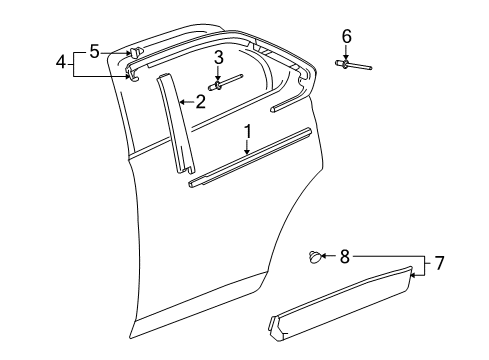 2012 Chevrolet Equinox Exterior Trim - Rear Door Lower Molding Diagram for 25824826