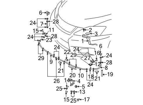2008 Lexus IS F Headlamp Washers/Wipers Clamp, Wiring Harness Diagram for 82711-45020