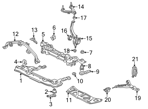 1996 Acura RL Front Suspension Components, Lower Control Arm, Upper Control Arm, Stabilizer Bar Arm, Right Front (Lower) Diagram for 51350-SZ3-000