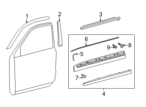 2021 Toyota Land Cruiser Exterior Trim - Front Door Moulding Assy, Front Door Belt, LH Diagram for 75720-60080