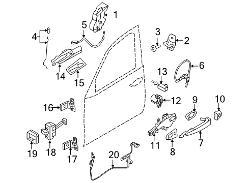 2009 BMW X6 Front Door Operating Rod, Door Front Left Diagram for 51217180015