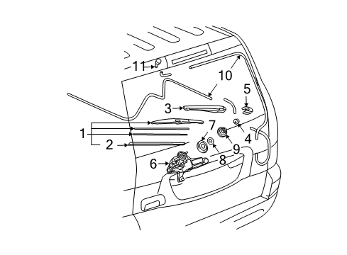 2003 Lexus GX470 Wiper & Washer Components Washer, Rear Wiper Link Pivot, NO.1 Diagram for 85134-53010