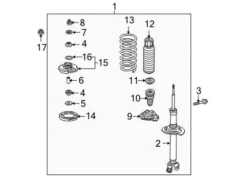 2009 Acura TL Struts & Components - Rear Seal, RR. Shock Absorber Mounting Diagram for 52676-SEP-A01