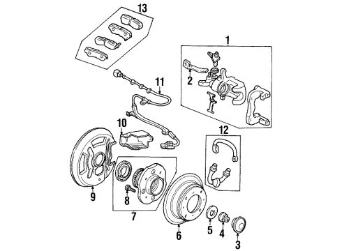 1997 Acura CL Brake Components Protector, L. RR. Caliper Diagram for 43256-SY8-A00