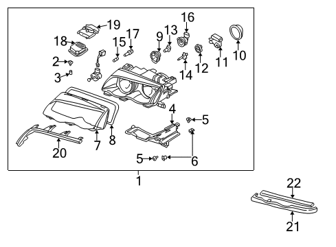 2001 BMW 325xi Bulbs Synthetic Strip Diagram for 51138228985