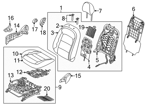 2015 Kia Forte Koup Passenger Seat Components Shield Cover-Seat Passenger Diagram for 88270A7000WK