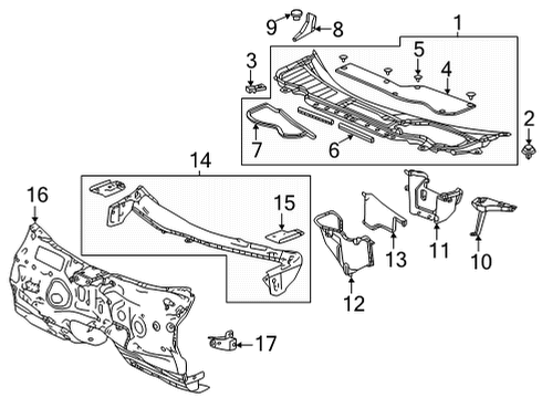 2022 Acura TLX Cowl Cushion, Front Diagram for 74144-TGV-A01