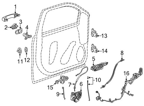 2020 Chevrolet Silverado 1500 Front Door Lock Cable Diagram for 23397306