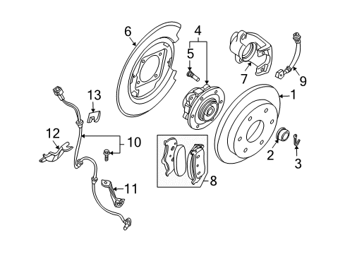 2010 Infiniti QX56 Rear Brakes Rear Brake Plate Assembly, Left Diagram for 44030-7S020