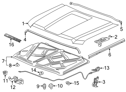 2015 GMC Sierra 3500 HD Hood & Components Hood Diagram for 84348411